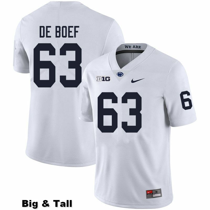 NCAA Nike Men's Penn State Nittany Lions Collin De Boef #63 College Football Authentic Big & Tall White Stitched Jersey ESU3098DO